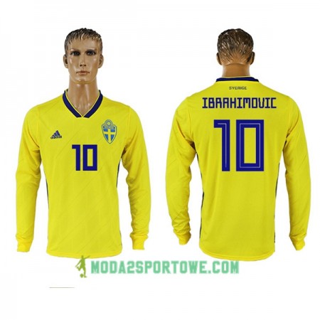 Koszulka Szwecja Ibrahimovic 10 Mistrzostwa Świata 2018 Domowe Stroje Piłkarskie Długi Rękaw